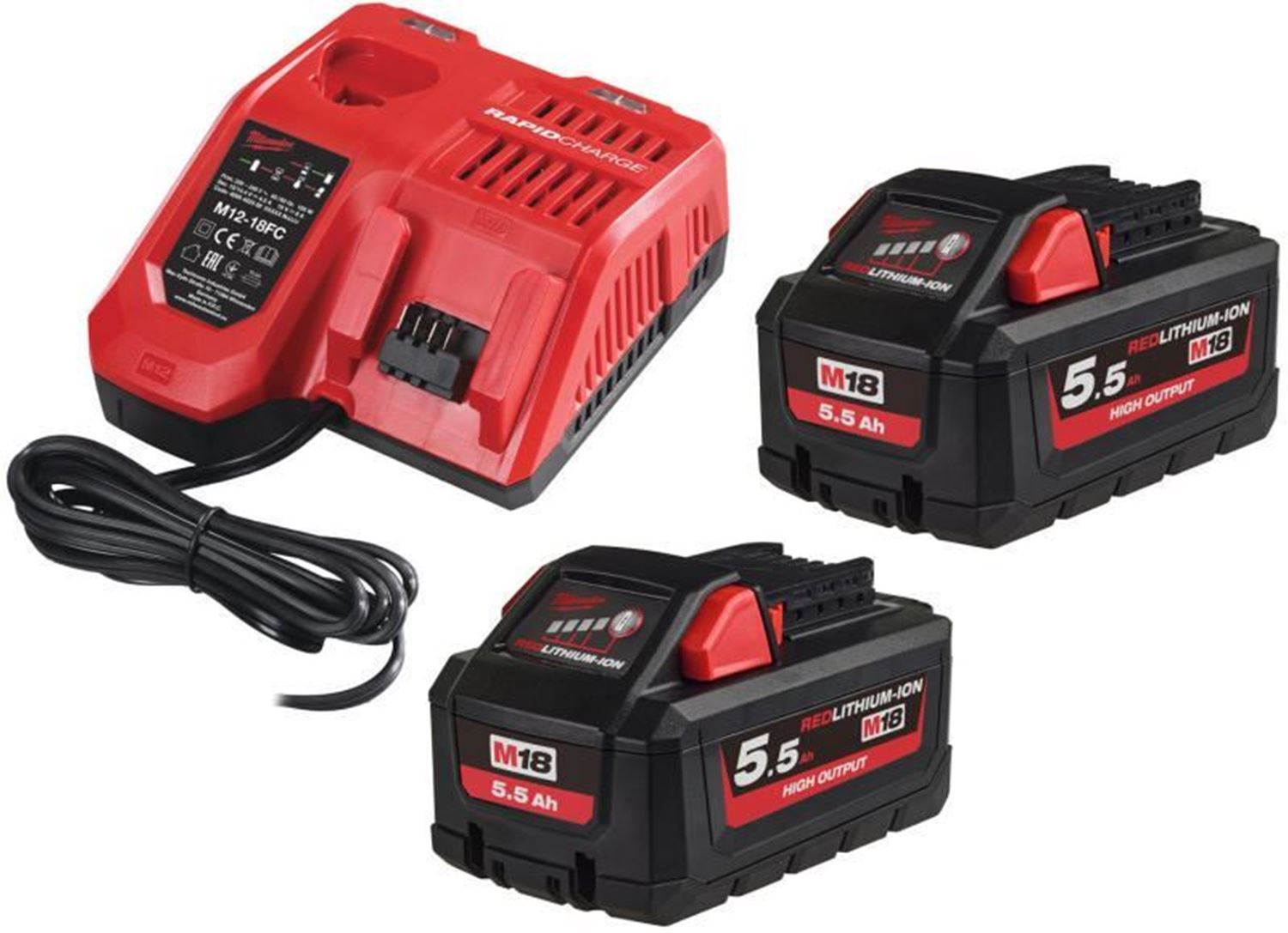 Снимка на Акумулаторен стартов сет Milwaukee M18HNRG-552 NRG, 2 батерии 5.5 Ah + Бонус батерия 12V , 3Ah,4933464713