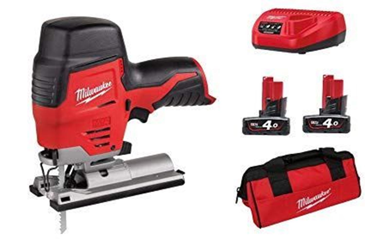 Снимка на Акумулаторен прободен трион Milwaukee M12JS-402B; 12 V; 2x4,0 Ah 4933441700