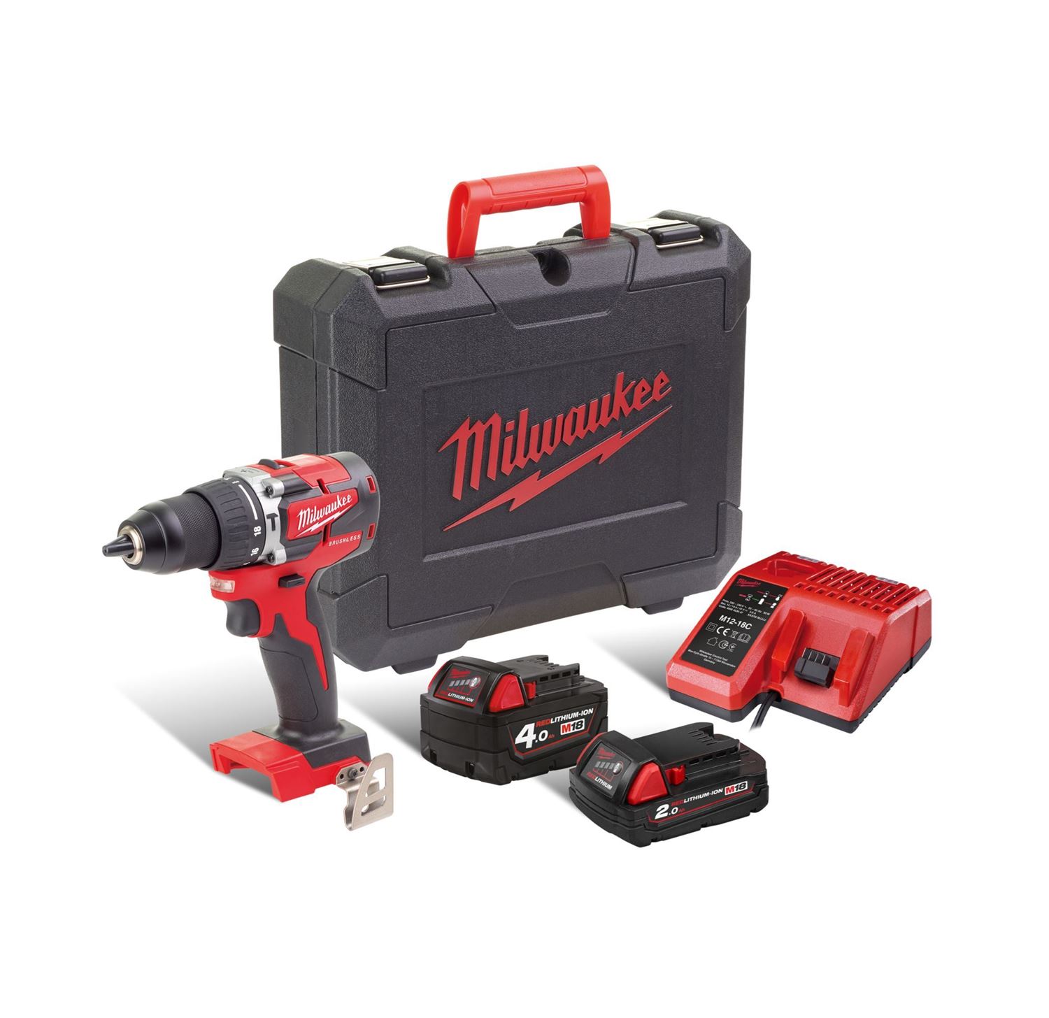 Снимка на Акумулаторен безчетков пробивен винтоверт Milwaukee  M18CBLPD-422C,2.0 и 4.0Ah батерии,зарядно;4933472116