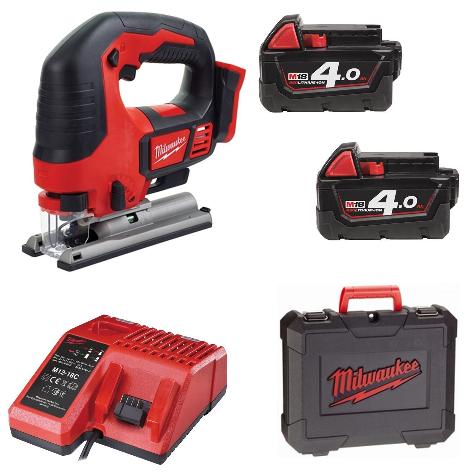 Снимка на Акумулаторен прободен трион Milwaukee M18BJS-402C,2 бат.х 4.0Ah, куфар,4933451389