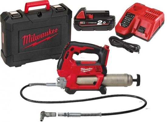 Снимка на Акумулаторна гресьорка Milwaukee M18GG-201C,18V,2.0Ah,562 bar,4933440490