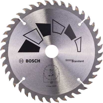 Снимка на  Диск за циркуляр STANDARD за Дърво;D= 160 mm; отвор= 20 mm; Z= 40;2609256811