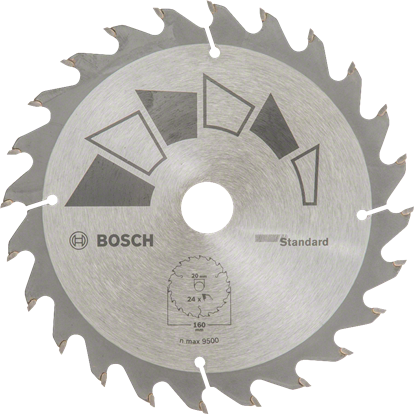 Снимка на Диск за циркуляр STANDARD за Дърво;D= 160 mm; отвор= 20 mm; Z= 24;2609256810