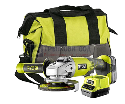 Снимка на Акумулаторен ъглошлайф RYOBI R18AG-140S,18 V,Li-Ion,1 бат. 4.0Ah,115mm,чанта 