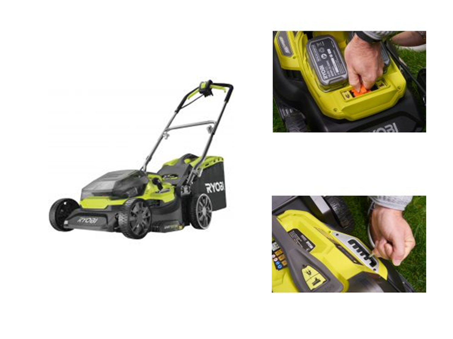 Снимка на Акумулаторна косачка RYOBI RY18LMH37A-250,Hybrid,37 cm,2 бат. x 5.0Ah, 5133004583 