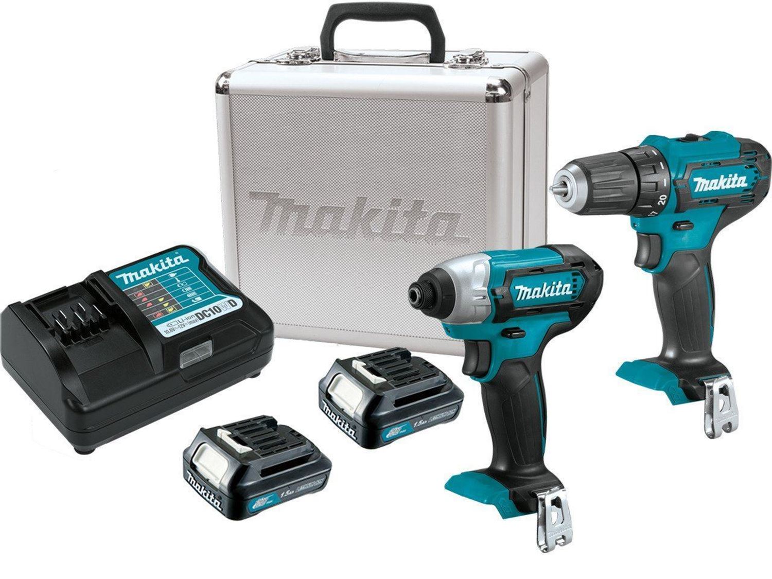 Снимка на Акумулаторен Винтоверт+Акумулаторен Гайковерт Makita 12V,CLX224X,куфар, 2 батерии х 1,5 Ah + зарядно