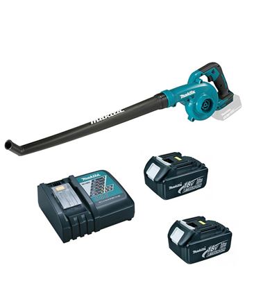 Снимка на Акумулаторна въздуходувка Makita DUB186Z,18V, 68 m/s, 3,2 m³/min, Бат. 2Х BL1830B 3.0Ah, DC18RC к-кт