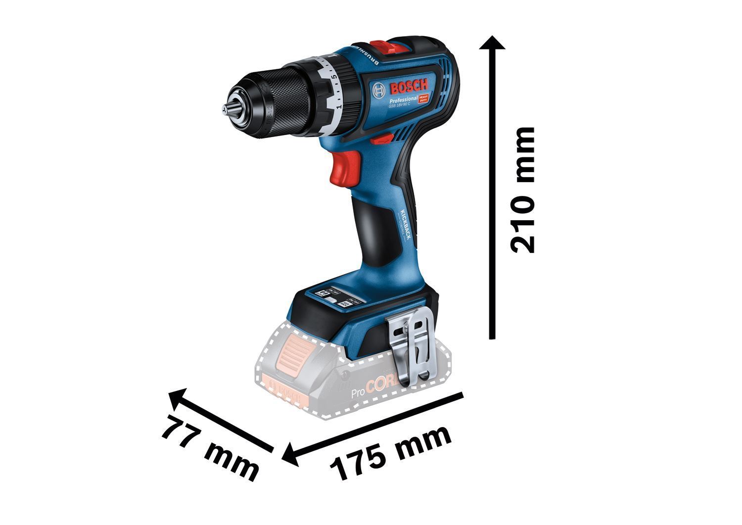 Снимка на Акумулаторен ударен винтоверт Bosch GSB 18V-90 C,бат.2xGBA 18V 5.0Ah,зар. устройство GAL18V-40, L-Boxx 136, 06019K6106