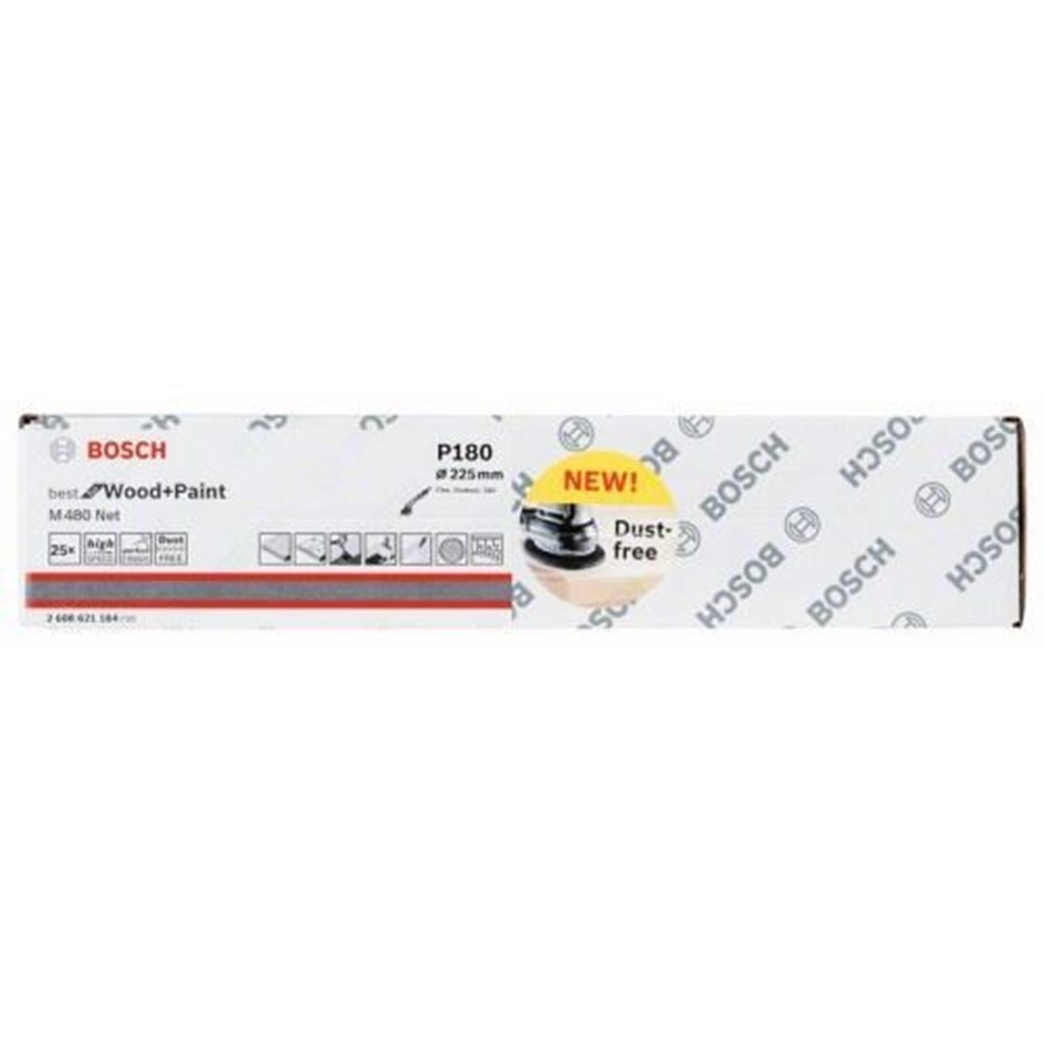 Снимка на Комплект 25 броя мрежи за шлифоване,225mm,180,25x,Bosch,2608621184