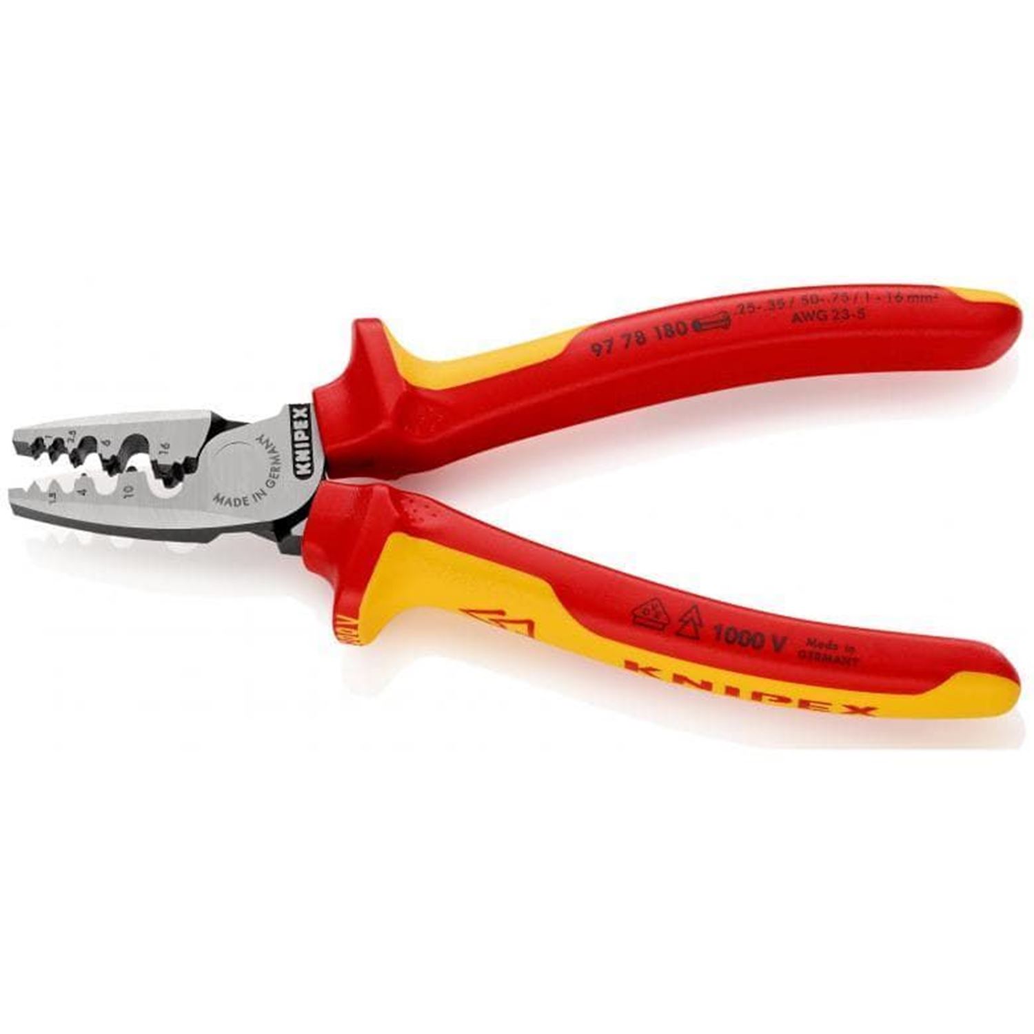 Снимка на Клещи за кримпване 180mm 0,25 - 16,0mm²,97 78 180,Knipex