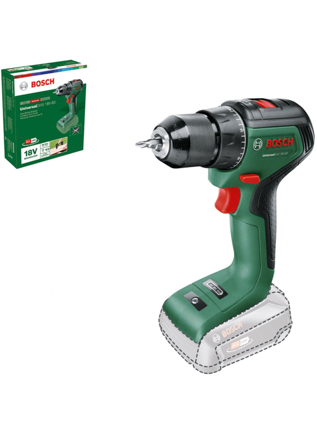 Снимка на Акумулаторен винтоверт UniversalDrill 18V-60,Solo,06039D7000,Bosch