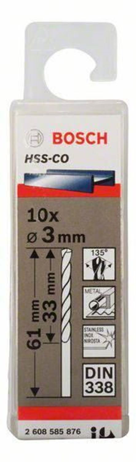 Снимка на Свредло за метал HSS-Co Standard line 3x33x61 mm,10 броя,2608585876,Bosch