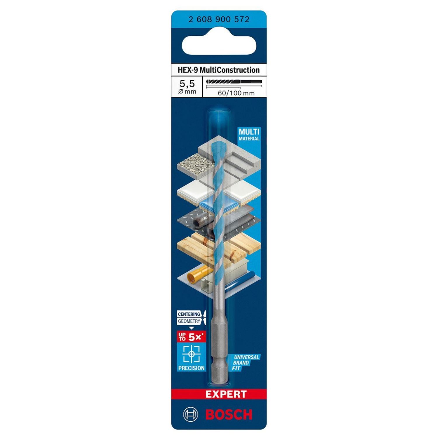 Снимка на EXPERT Универсално Свредло HEX-9 Multi Construction 5.5x60x100 mm,2608900572,Bosch