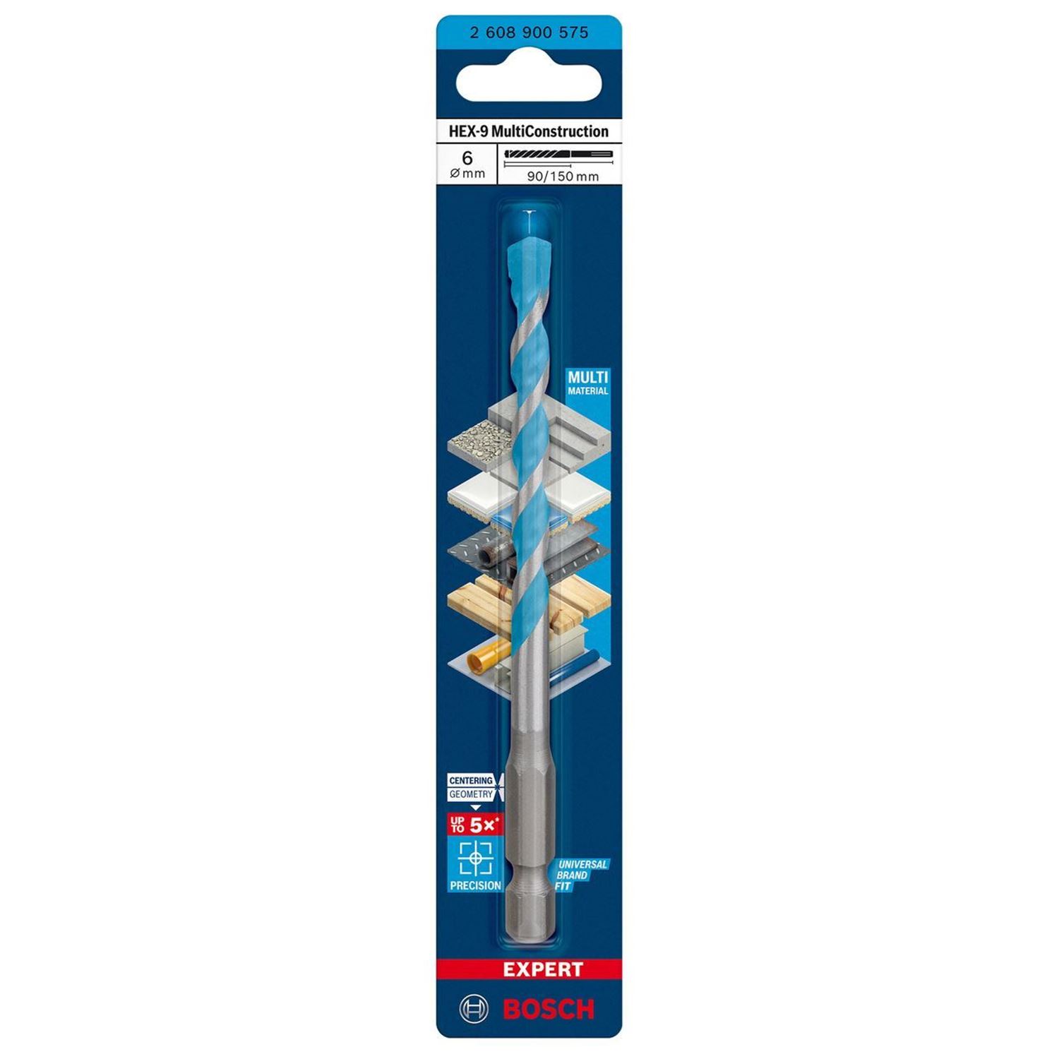 Снимка на EXPERT Универсално Свредло HEX-9 Multi Construction 6x90x150 mm,2608900575,Bosch