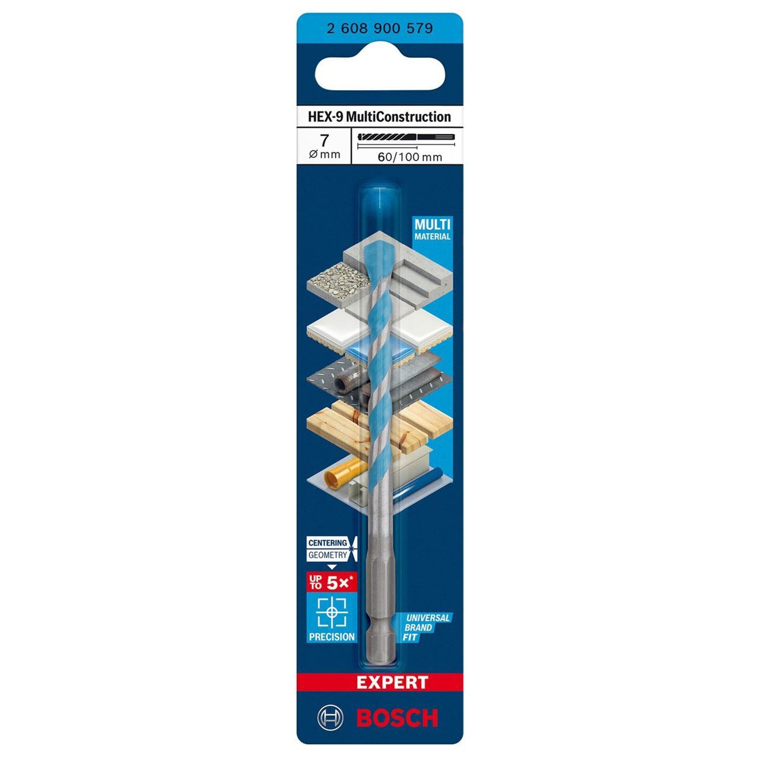 Снимка на EXPERT Универсално Свредло HEX-9 Multi Construction 7x60x100 mm,2608900579,Bosch