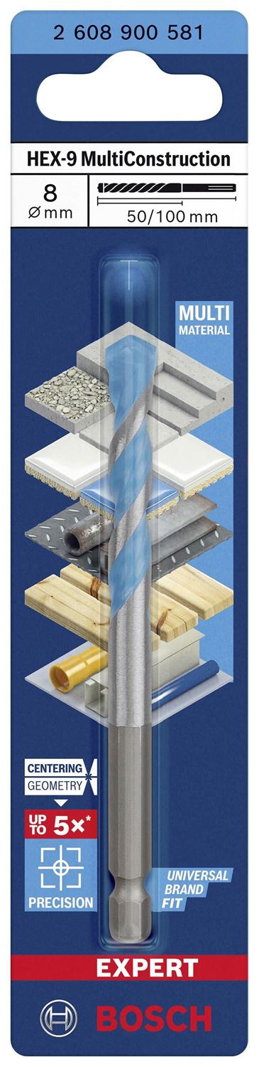 Снимка на EXPERT Универсално Свредло HEX-9 Multi Construction 8x60x100 mm,2608900581,Bosch