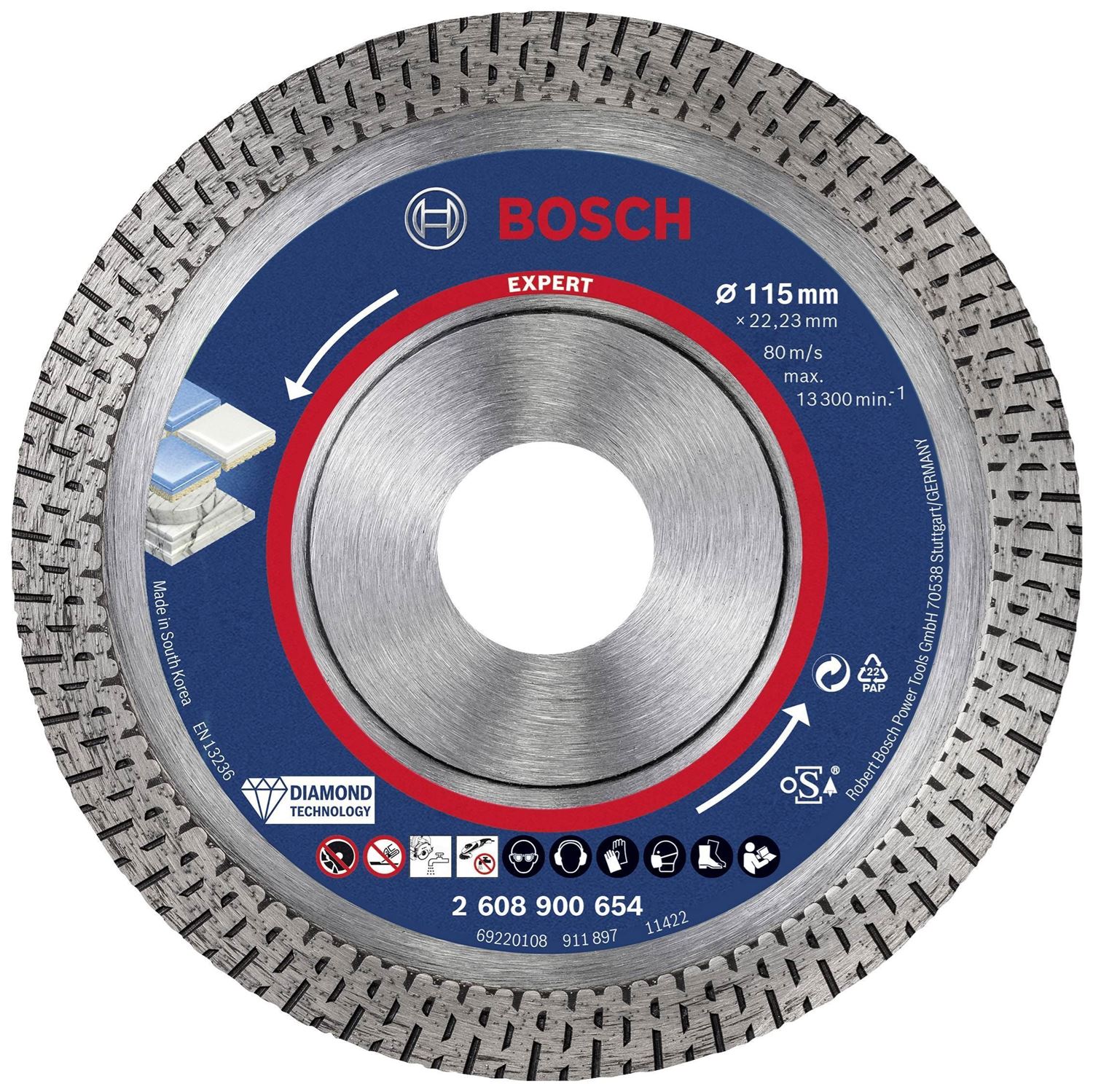 Снимка на EXPERT Диамантен диск за рязане HardCeramic 115x1.4x22.23 mm,2608900654,Bosch