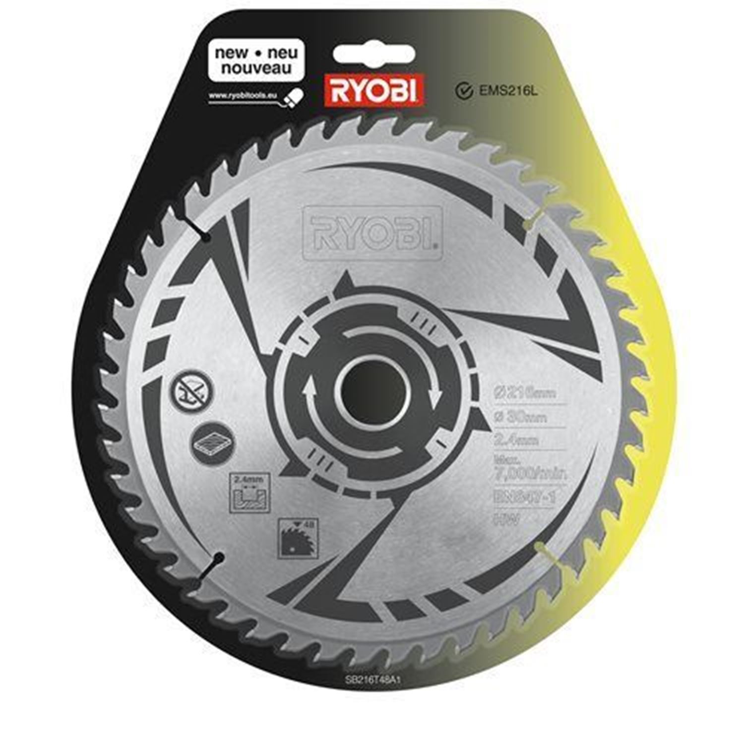 Снимка на Диск за потапящ циркуляр 216 mm SB216T48A1 за EMS216L, 5132002620, Ryobi