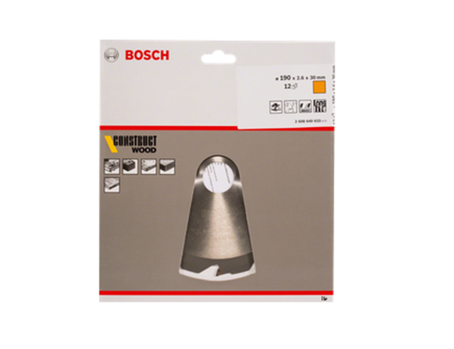 Снимка на Циркулярен диск за дърво BOSCH Construct Wood 190 x 30 x 2,6 mm,2608640633