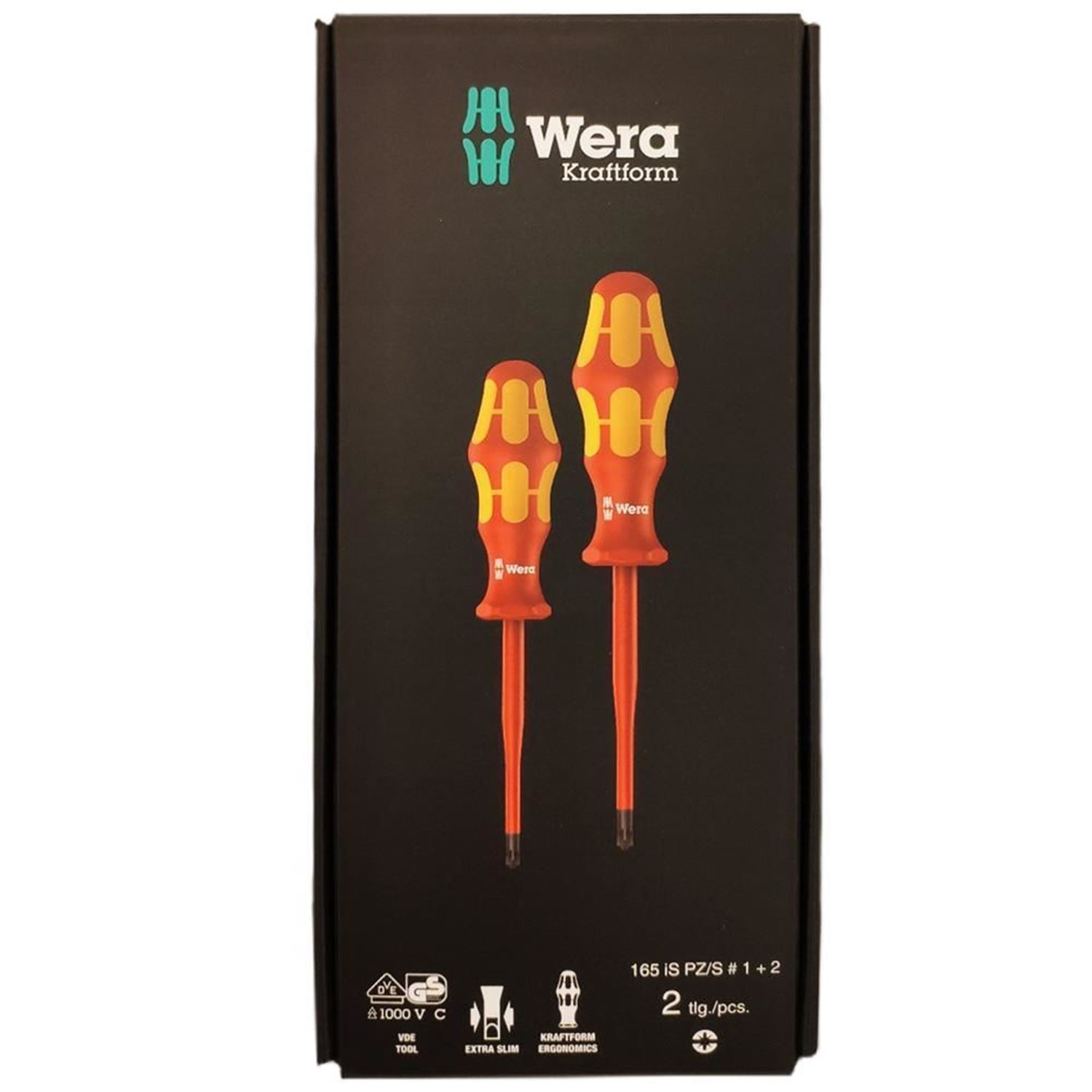Снимка на Комплект отвертки VDE 1000V 165 iS Slim PZ/S1  1x80 и PZ/S2 2x100,05006470001,WERA