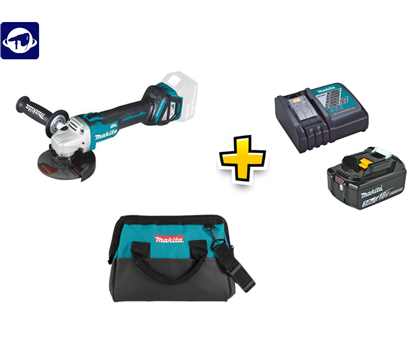 Снимка на Акумулаторен сет Makita!Ъглошлайф DGA511Z+ Батерия BL1830B 18V/3.0Ah + Зарядно DC18RC +Чанта за инструменти